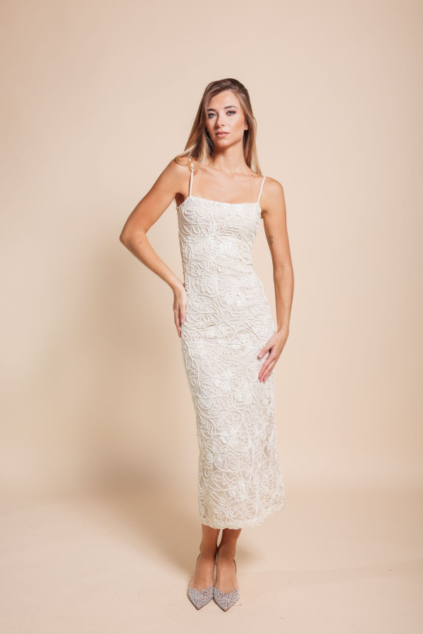 Midi φόρεμα με σχέδιο κέντημα