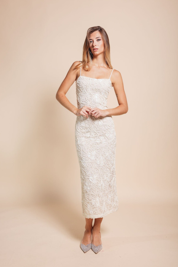 Midi φόρεμα με σχέδιο κέντημα