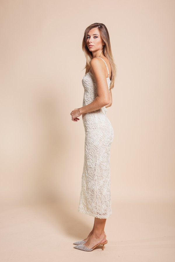 Midi φόρεμα με σχέδιο κέντημα