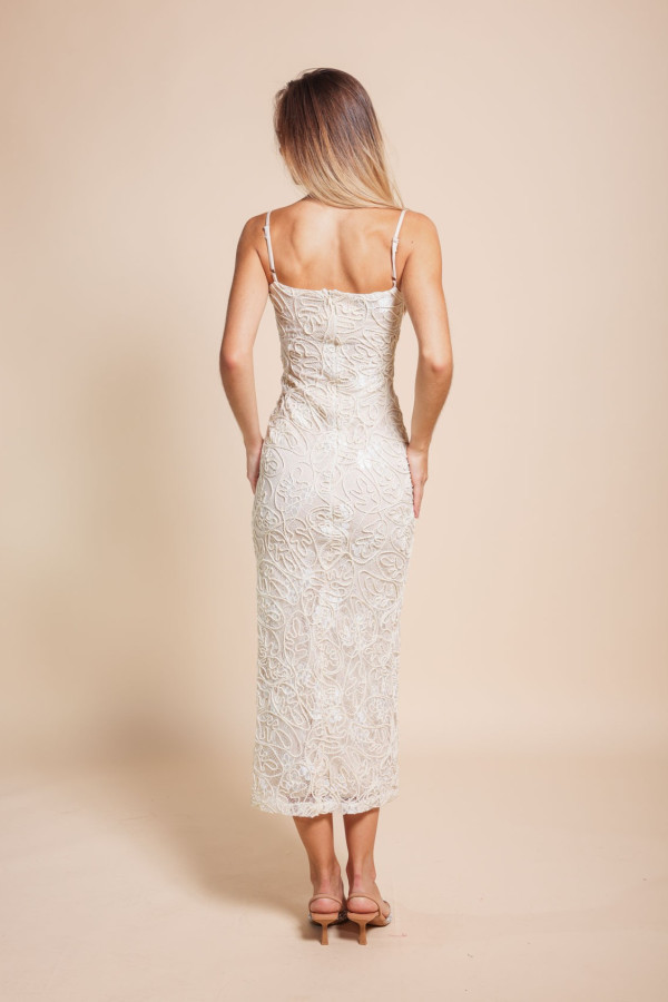 Midi φόρεμα με σχέδιο κέντημα