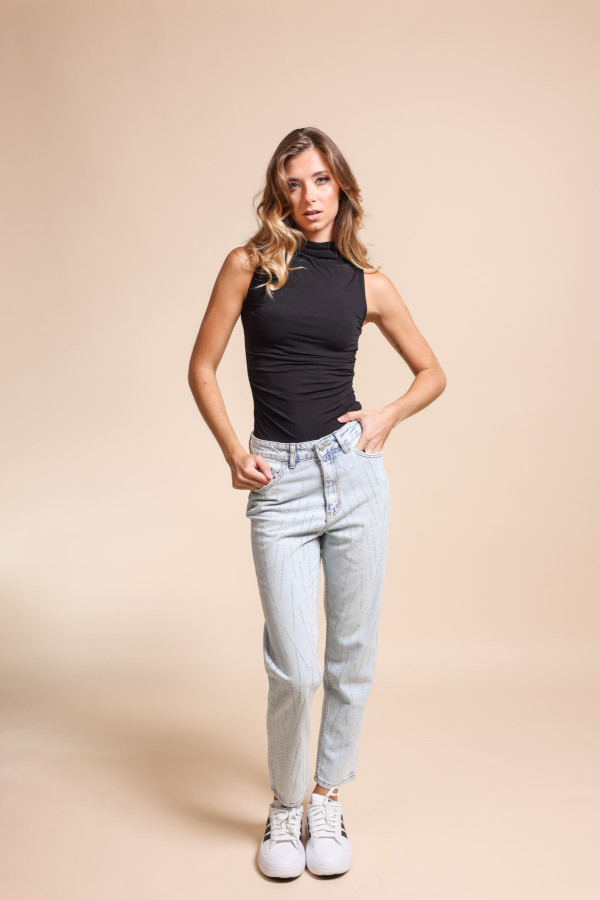 Τζιν παντελόνι MUM FIT με στρας