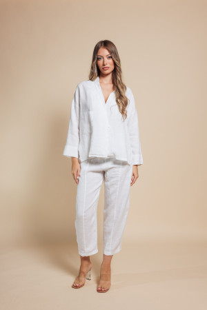 Λινό Σετ Κιμονό Μακρυμάνικο-Παντελόνι 