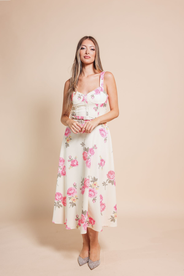 Φόρεμα Midi Pink Floral 